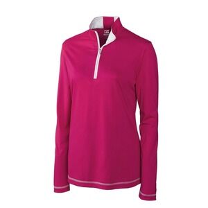 CUTTER & BUCK CB DryTec Magenta Pink Quarter Zip Pullover Large Active Golf